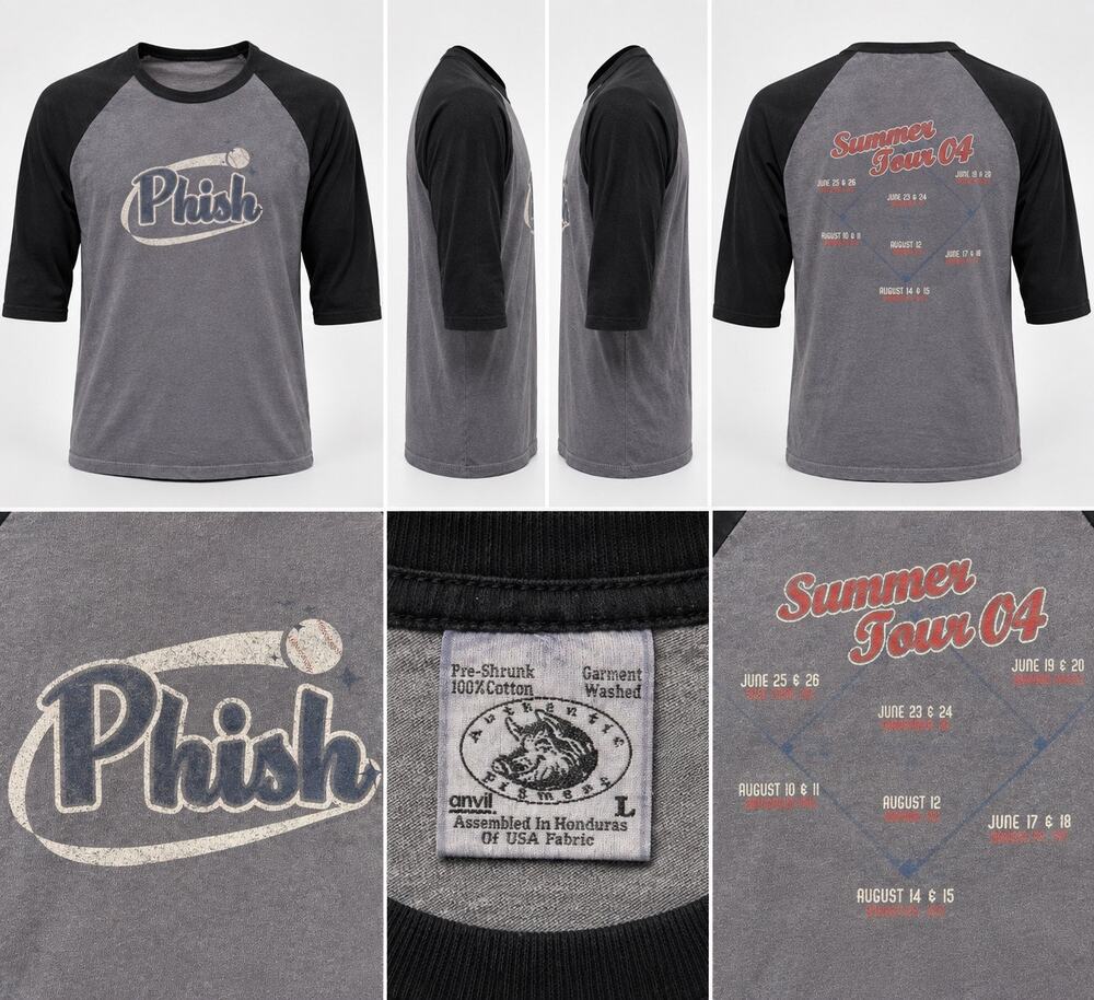 Vintage Phish Summer Tour 2004 Raglan T-Shirt Sz L Anvil